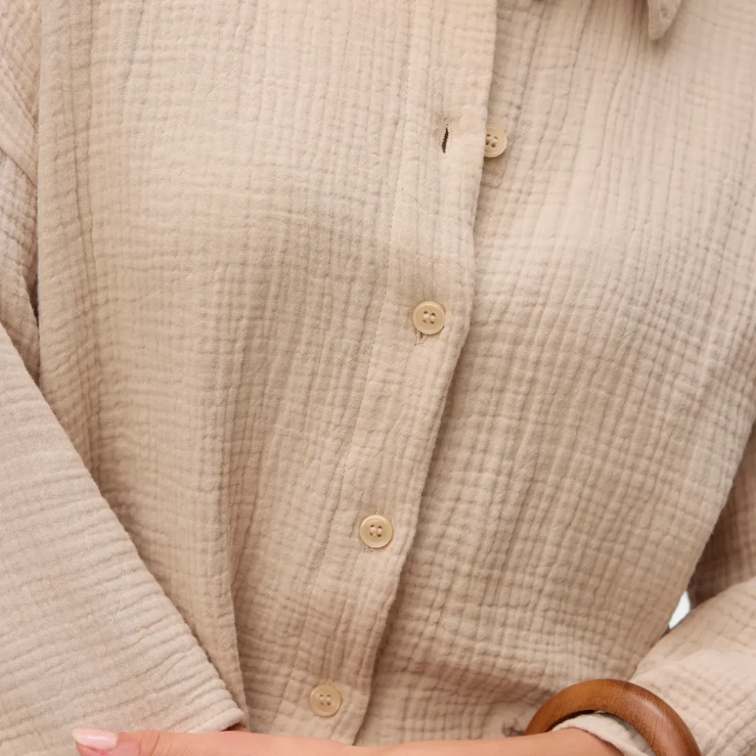 Blouse à manches larges - Grise en coton