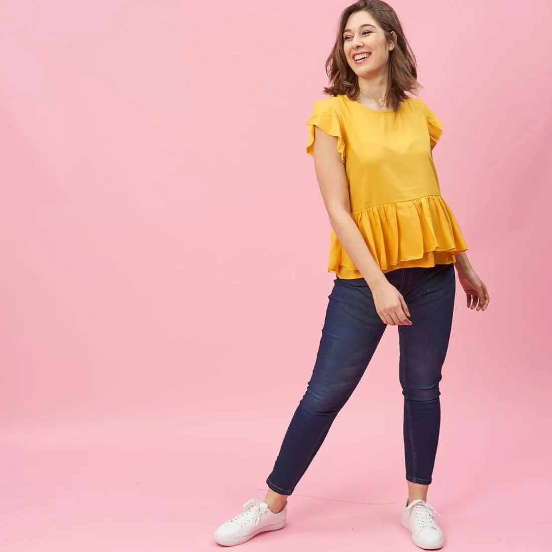 Blouse à volants femme - Jaune