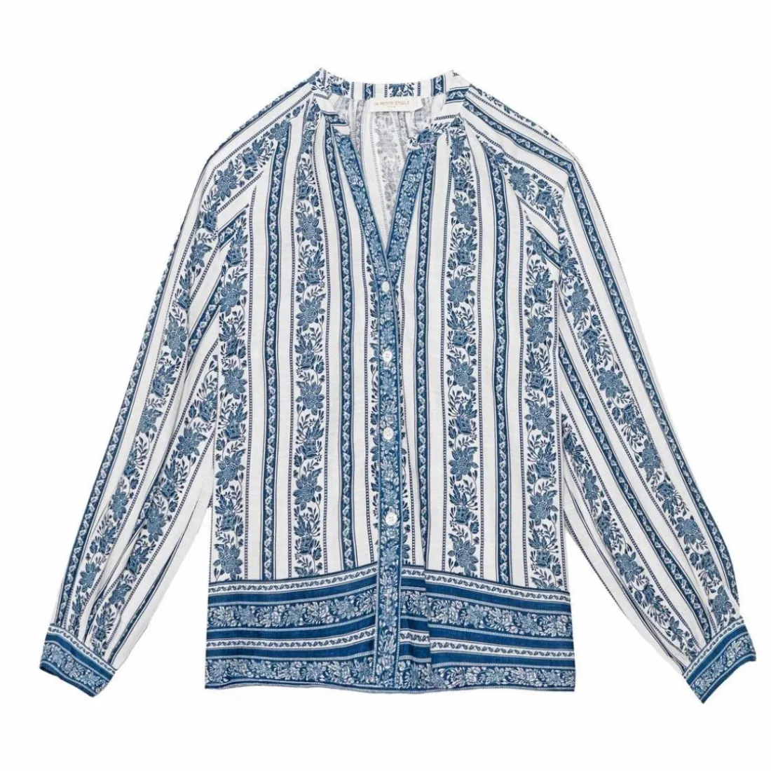 Blouse BEATA frisé bleu en viscose