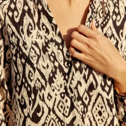 Blouse BEATA ikat noir en viscose