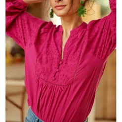 Blouse BRIAM fushia en coton fuchsia