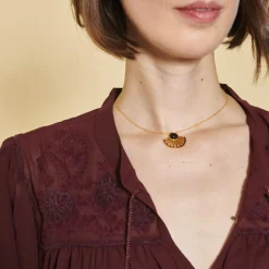 Blouse broderie manches chauve-souris femme - Lie De Vin rouge