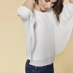 Blouse Cape Manches Longues Top blanc