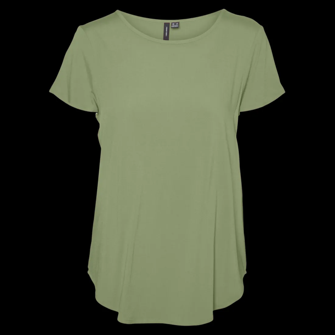 Blouse col rond manches courtes vert en viscose Pia