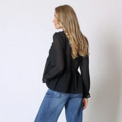 Blouse col v Anouk noir