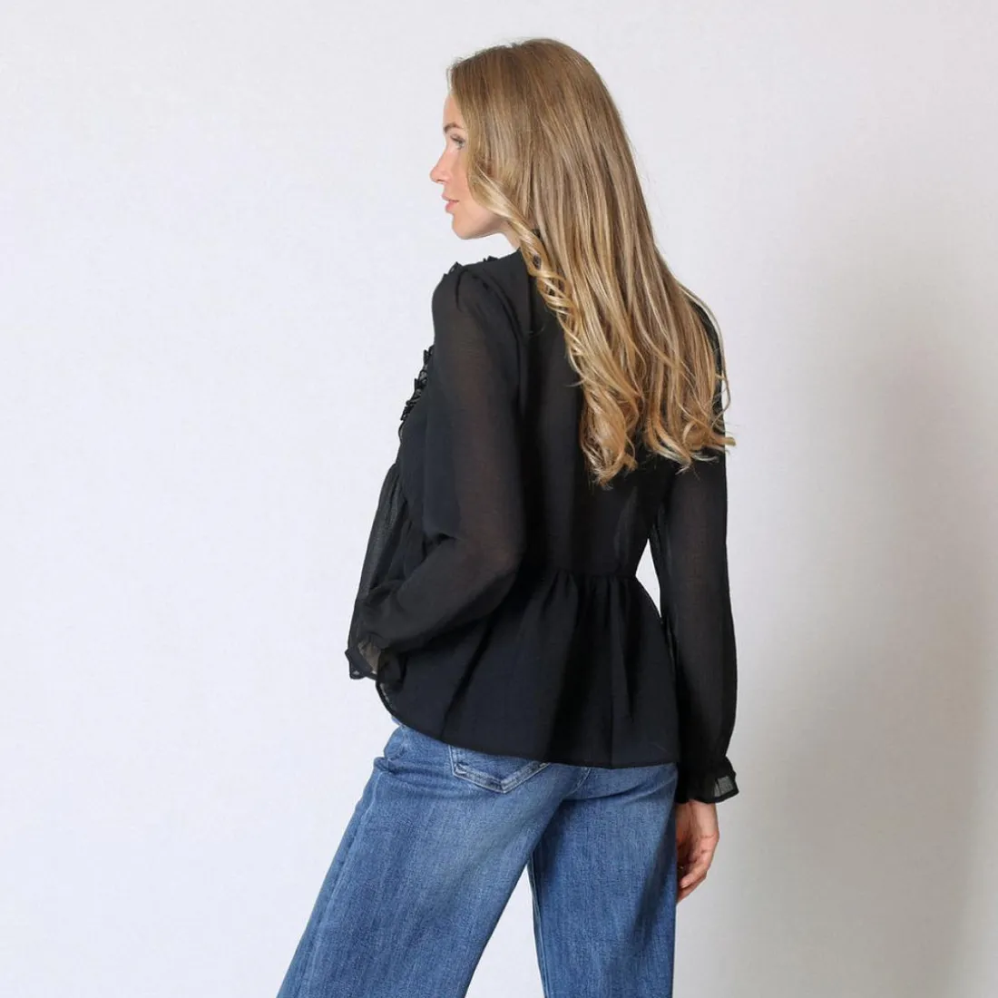 Blouse col v Anouk noir