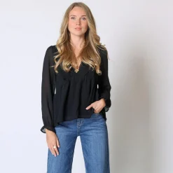 Blouse col v Anouk noir