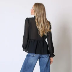 Blouse col v Anouk noir