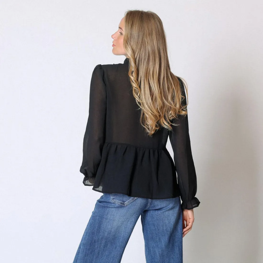 Blouse col v Anouk noir