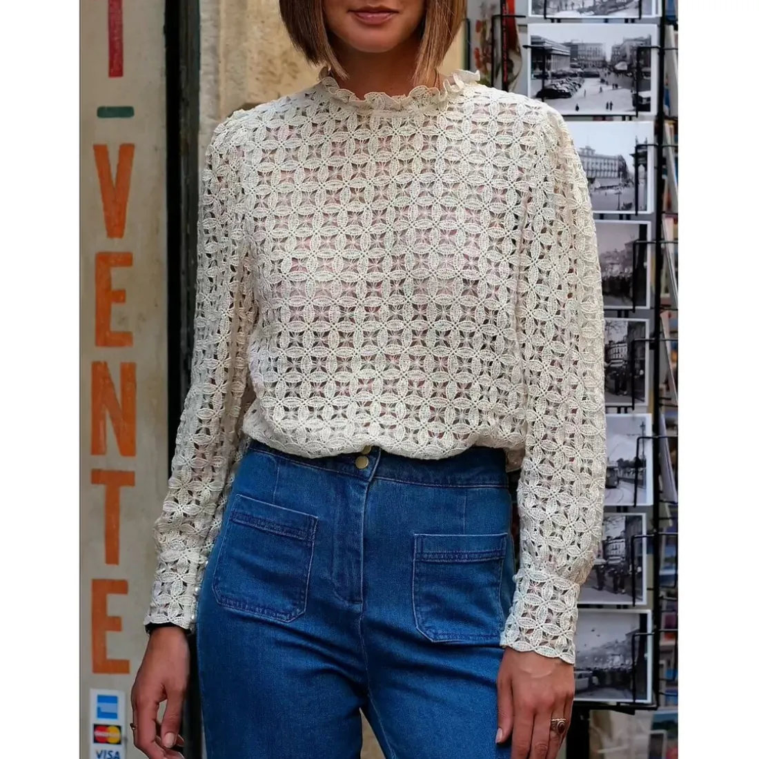Blouse COSETTE - Beige Naturel en coton