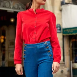 Blouse en coton BLONDIE rouge
