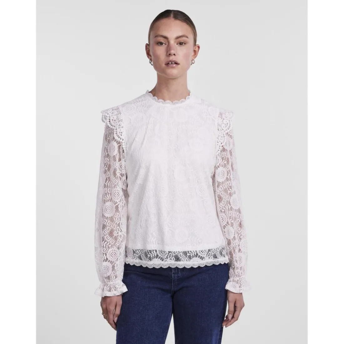 Blouse en dentelle manches longues Colline blanc écru Tia