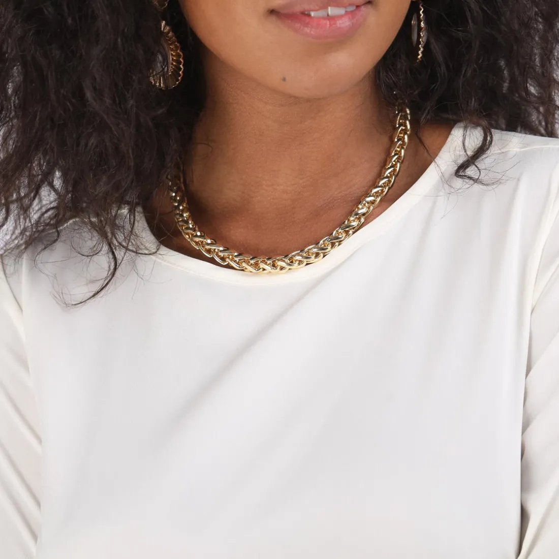Blouse fendue manches 3/4 ajustables femme - écru blanc