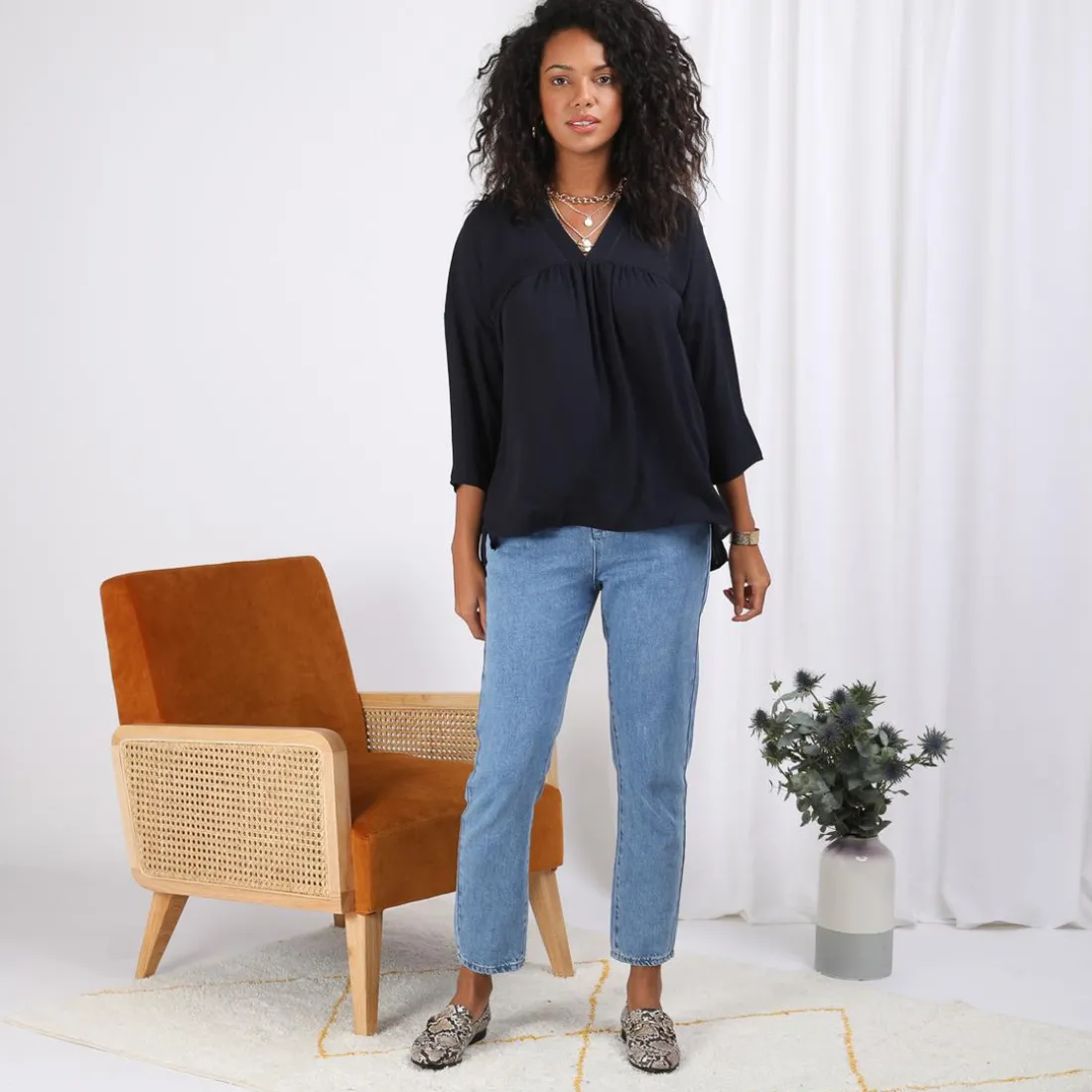 Blouse fluide manches 3/4 Eve