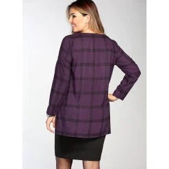 Blouse imprimée manches longues asymétrique femme violet en viscose