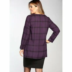 Blouse imprimée manches longues asymétrique femme violet en viscose