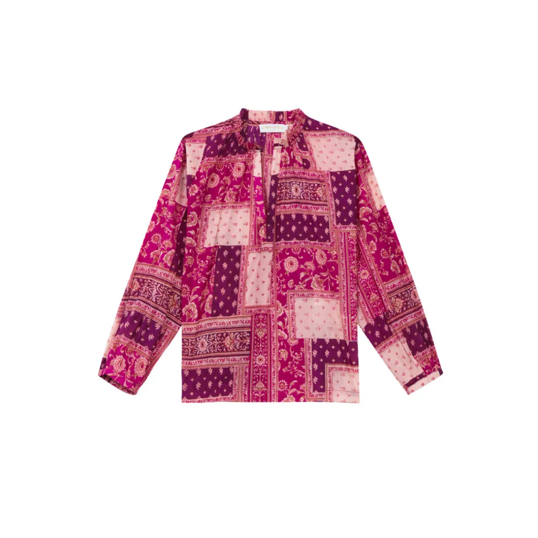 Blouse KIANA - Patchwork bordeaux en coton