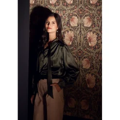 Blouse lavallière kaki - Sylvie