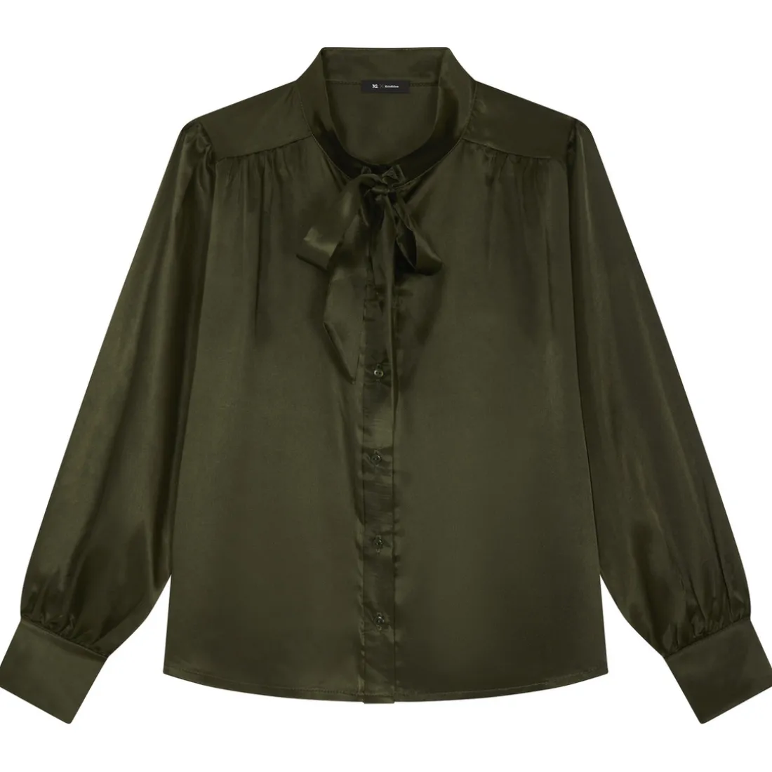 Blouse lavallière kaki - Sylvie