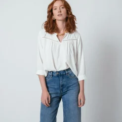 Blouse manches 3/4 Agnès blanc