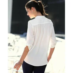 Blouse manches 3/4 asymétrique femme - écru