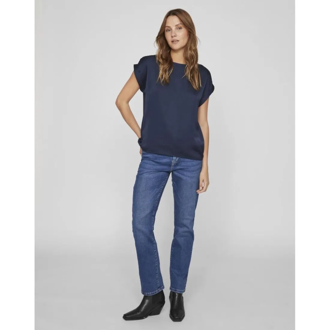 Blouse manches courtes bleu Ida