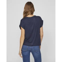 Blouse manches courtes bleu Ida