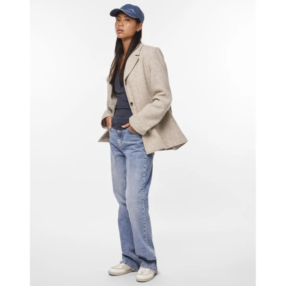 Blouse manches courtes col rond bleu