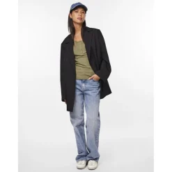 Blouse manches courtes col rond vert Anna