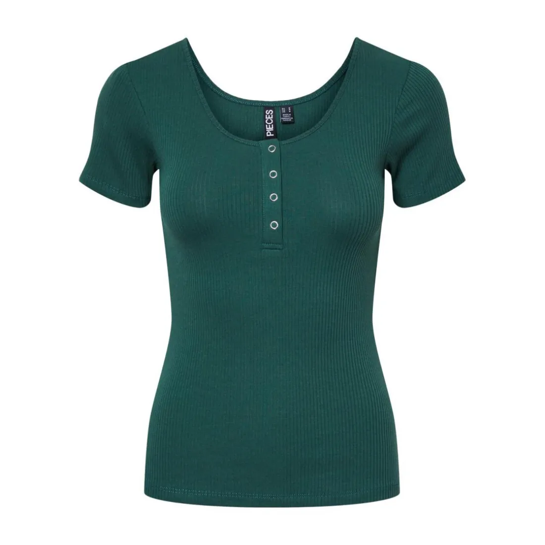 Blouse manches courtes col rond vert Tess
