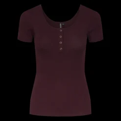 Blouse manches courtes col rond rouge