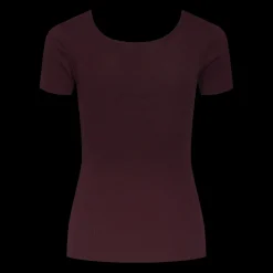 Blouse manches courtes col rond rouge