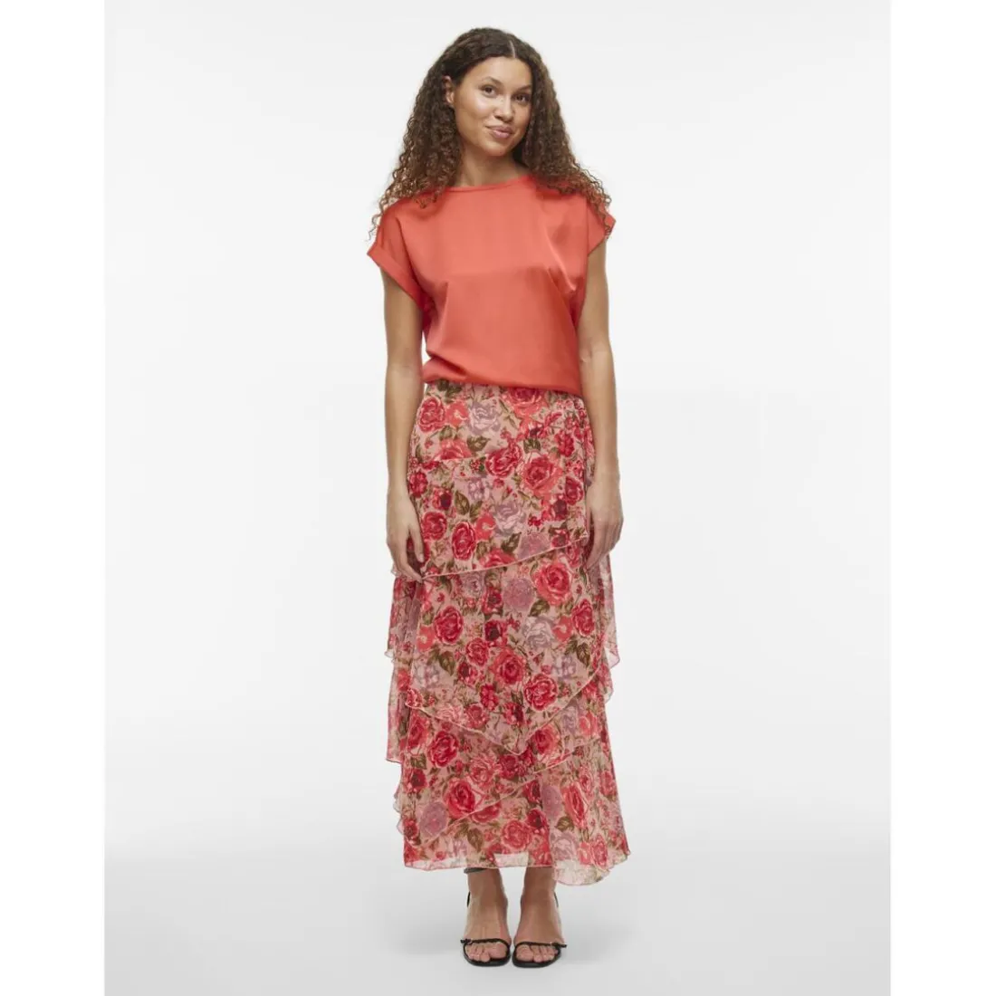 Blouse manches courtes en satin Ellette rose Ruth