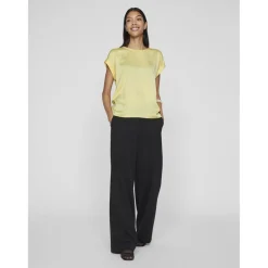 Blouse manches courtes en satin Ellette jaune Tess