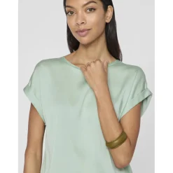 Blouse manches courtes en satin Ellette vert June