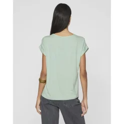 Blouse manches courtes en satin Ellette vert June