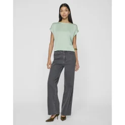 Blouse manches courtes en satin Ellette vert June