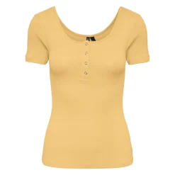 Blouse manches courtes et col rond Kitte jaune en coton Daisy