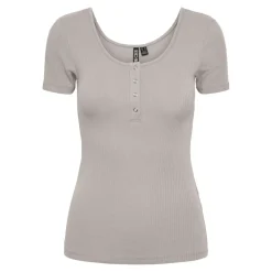 Blouse manches courtes et col rond Kitte gris en coton Adele
