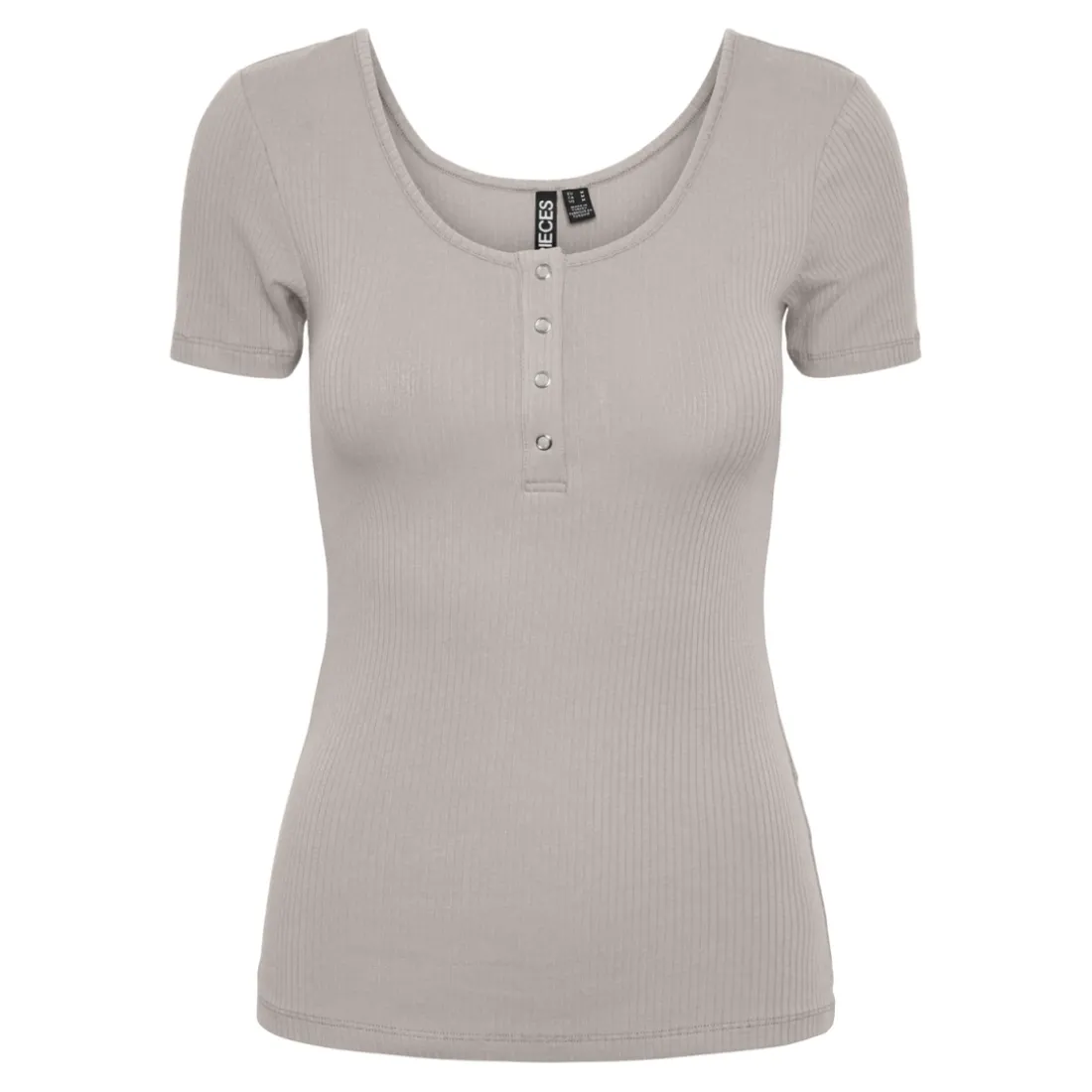 Blouse manches courtes et col rond Kitte gris en coton Adele
