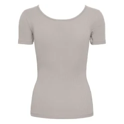 Blouse manches courtes et col rond Kitte gris en coton Adele