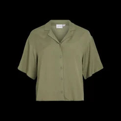 Blouse manches courtes vert Lyra en viscose