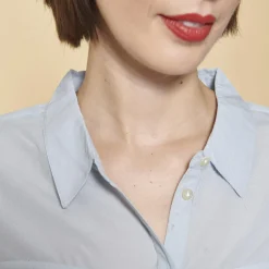 Blouse manches longues ajustables femme - Bleu Ciel