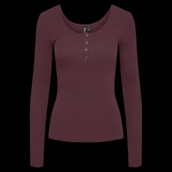 Blouse manches longues col rond rouge Lila