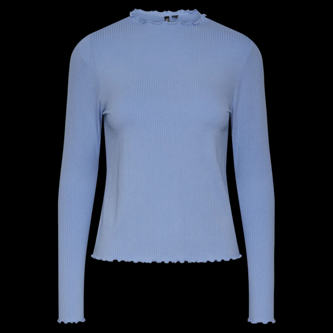 Blouse manches longues col haut bleu en viscose Lena