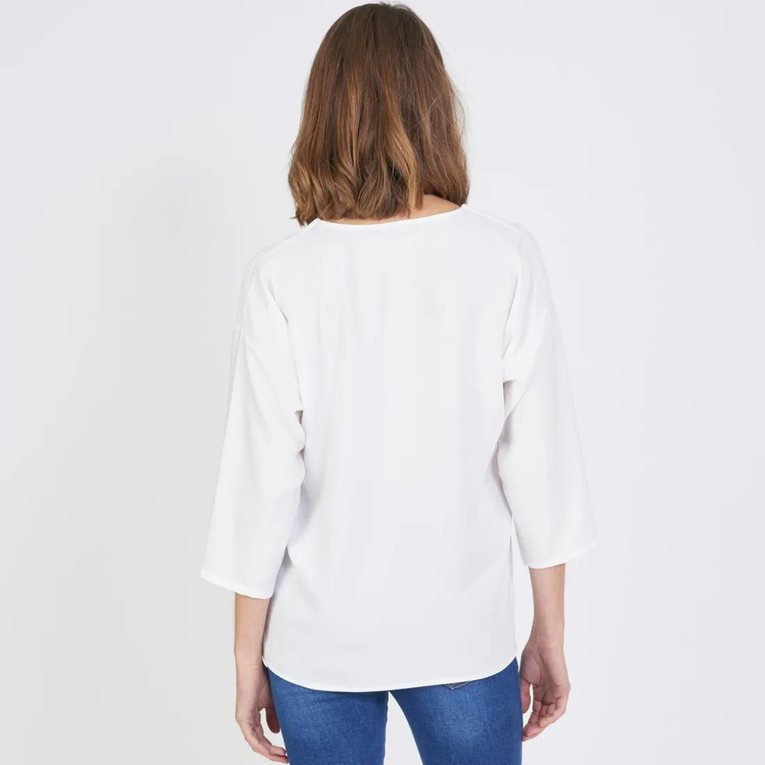 Blouse manches longues col V doré Emilie écru