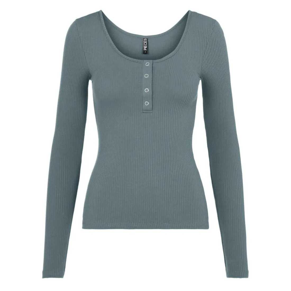 Blouse manches longues col rond gris