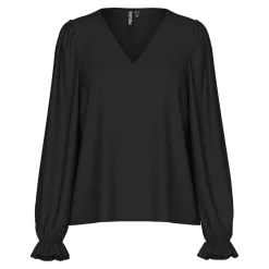 Blouse manches longues col en V Tiffany noir Pey