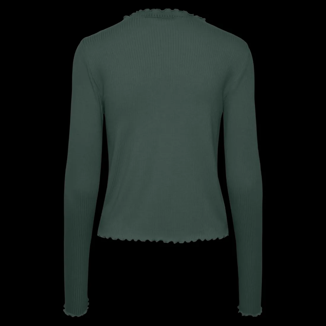 Blouse manches longues col haut vert en viscose