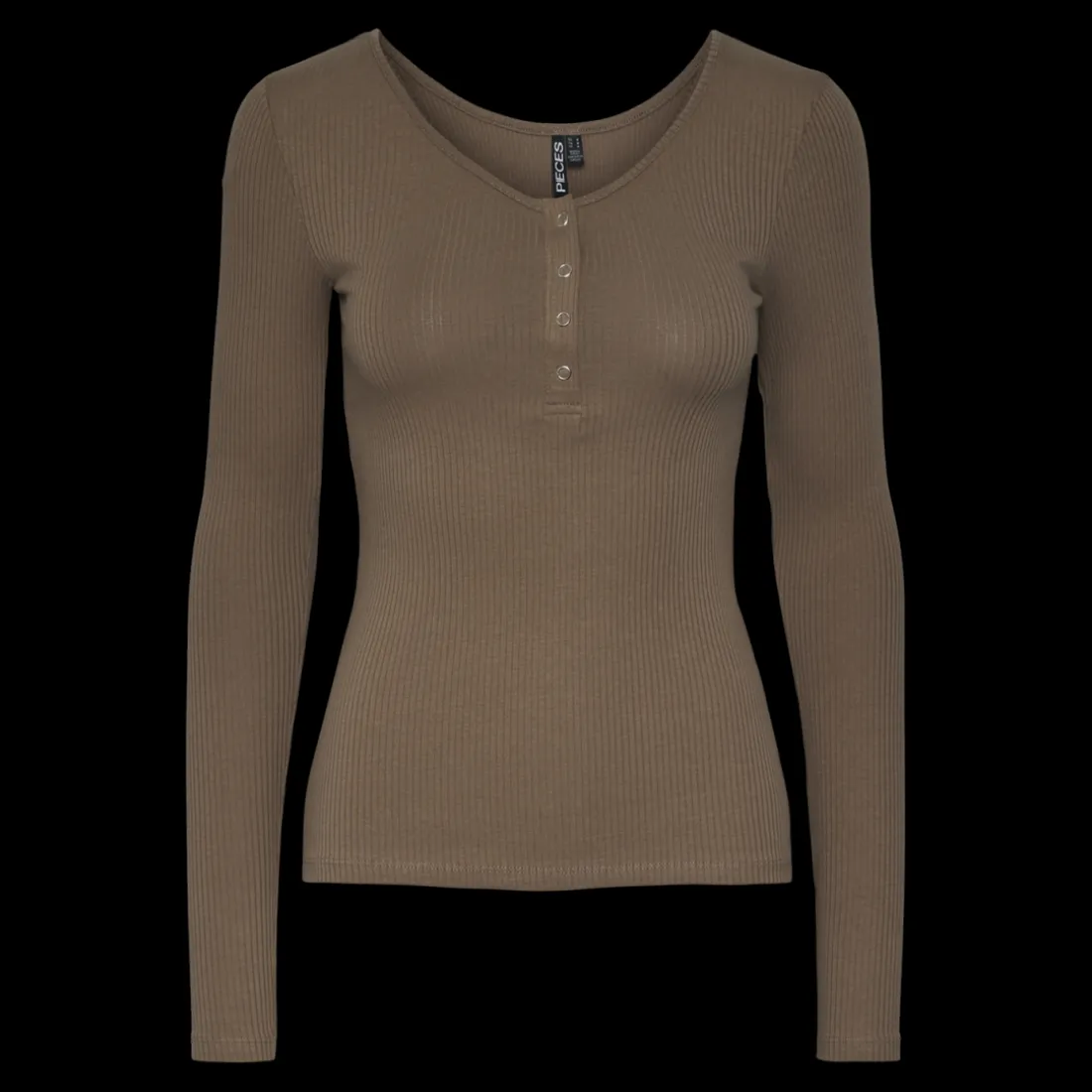 Blouse manches longues col rond marron